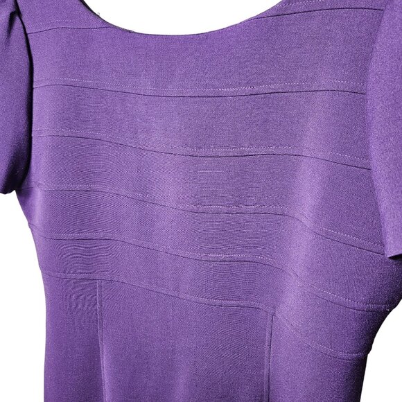 Tahari Arthur S. Levine Purple Sheath Dress Short Sleeves Size 10 - Picture 2 of 4
